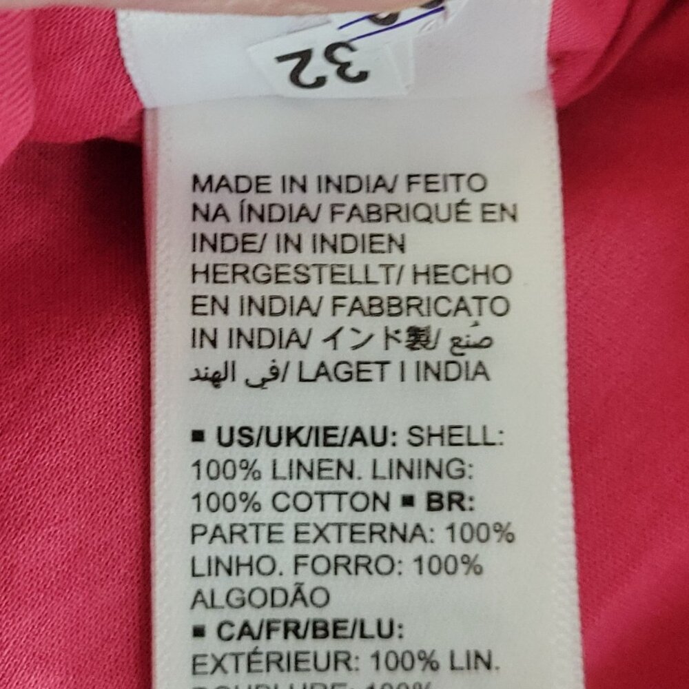 Seville Linen Mini Dress Raspberry Pink Sleeveless Adjustable Straps The Drop L - Picture 8 of 8